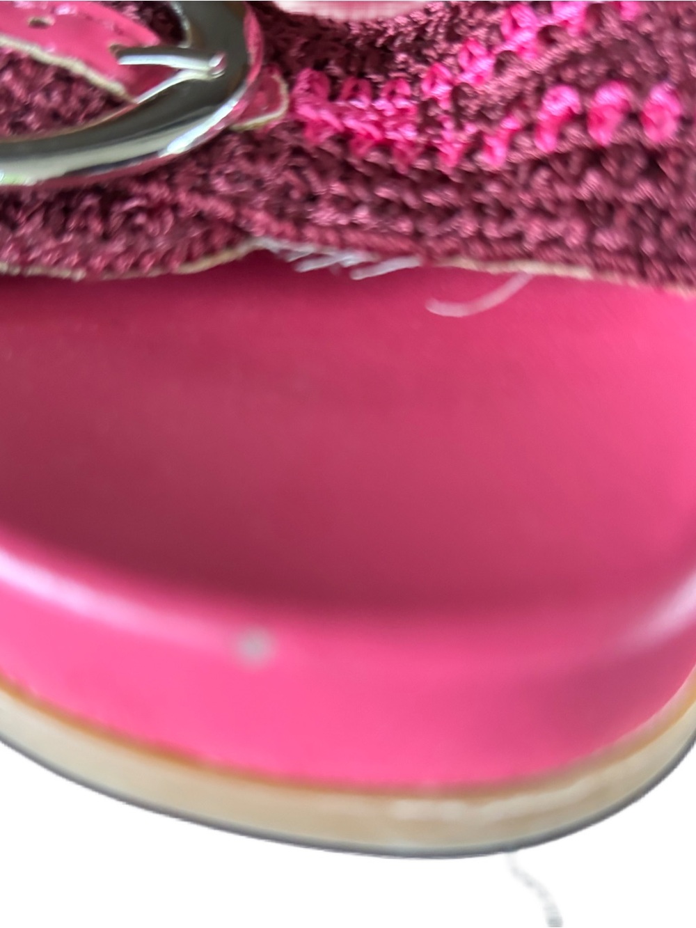 Dolce Vita Hot Pink Crochet Double-Buckle Slide Mules - Picture 2 of 7